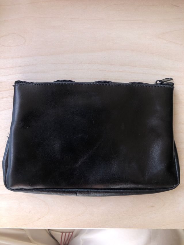 Cartera monedero piel negra con cremallera