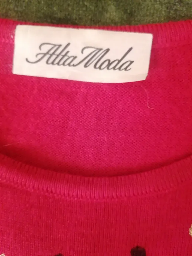 Jersey Lana Rojo Estampado Leopardo T.U.