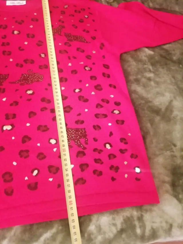 Jersey Lana Rojo Estampado Leopardo T.U.