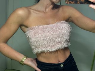 Top bandeau pelo rosa
