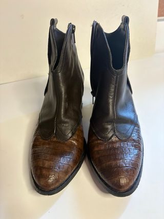 Botines piel marrón combinados