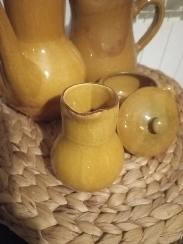 Juego vajilla cerámica color miel