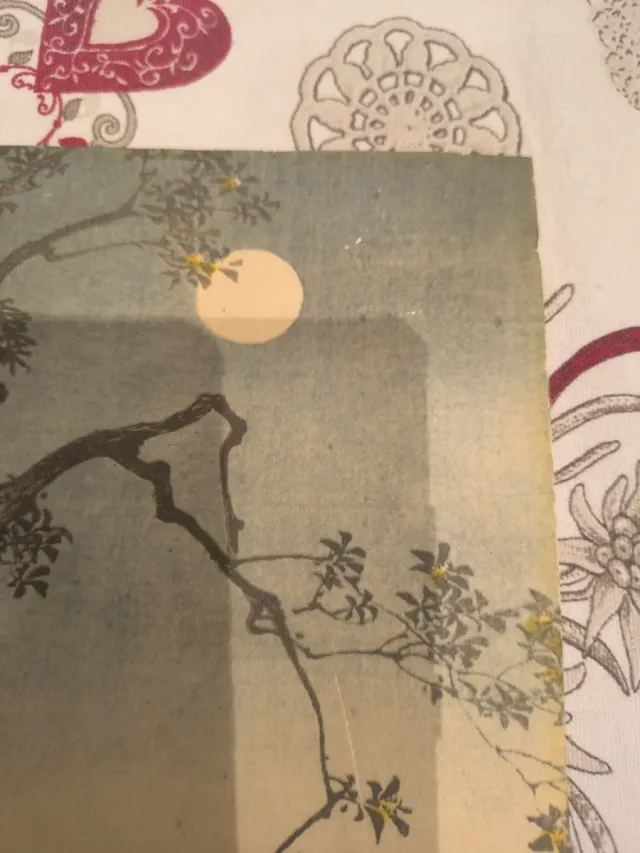 Xilografia Giapponese Guardando la Luna