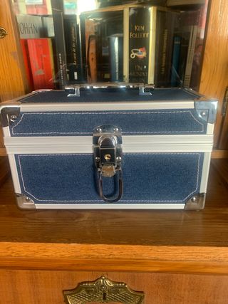 Maletín joyero/maquillaje azul y plateado