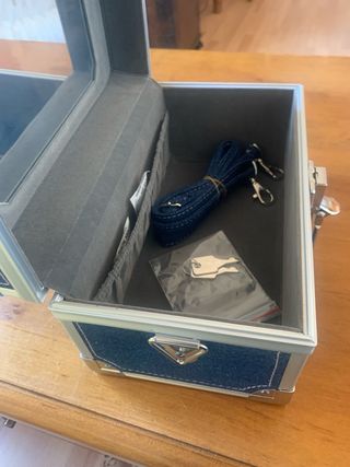 Maletín joyero/maquillaje azul y plateado