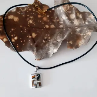 Colgante Plata Rectangular Incrustaciones