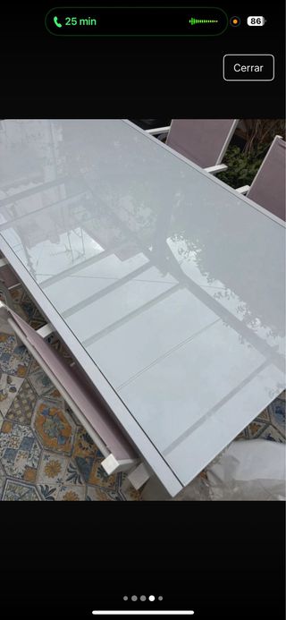 Mesa de exterior cristal y metal