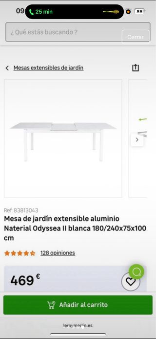 Mesa de exterior cristal y metal