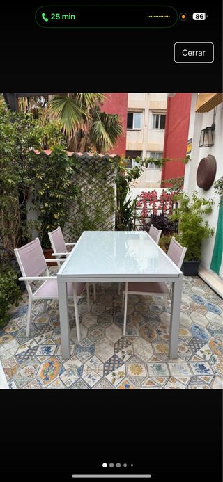 Mesa de exterior cristal y metal