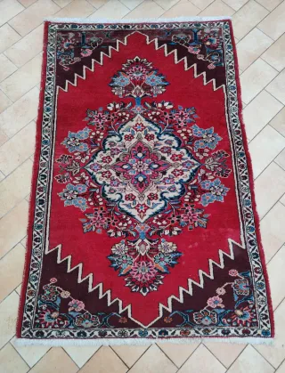 Tappeto persiano vintage lana rosso