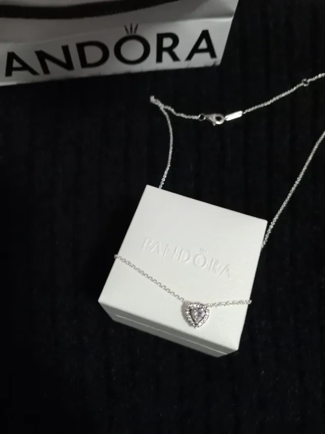Collar Corazón Pandora Plata y Circonitas