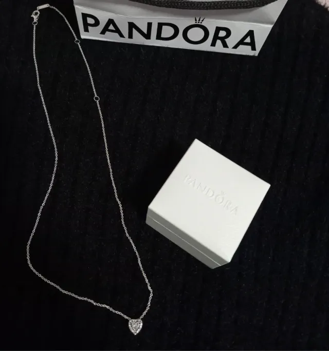 Collar Corazón Pandora Plata y Circonitas