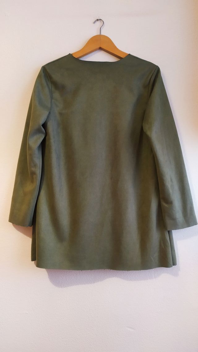 Blazer, abrigo, piel ante, verde musgo