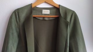 Blazer, abrigo, piel ante, verde musgo