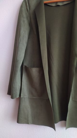 Blazer, abrigo, piel ante, verde musgo
