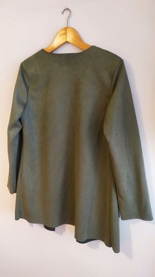 Blazer, abrigo, piel ante, verde musgo