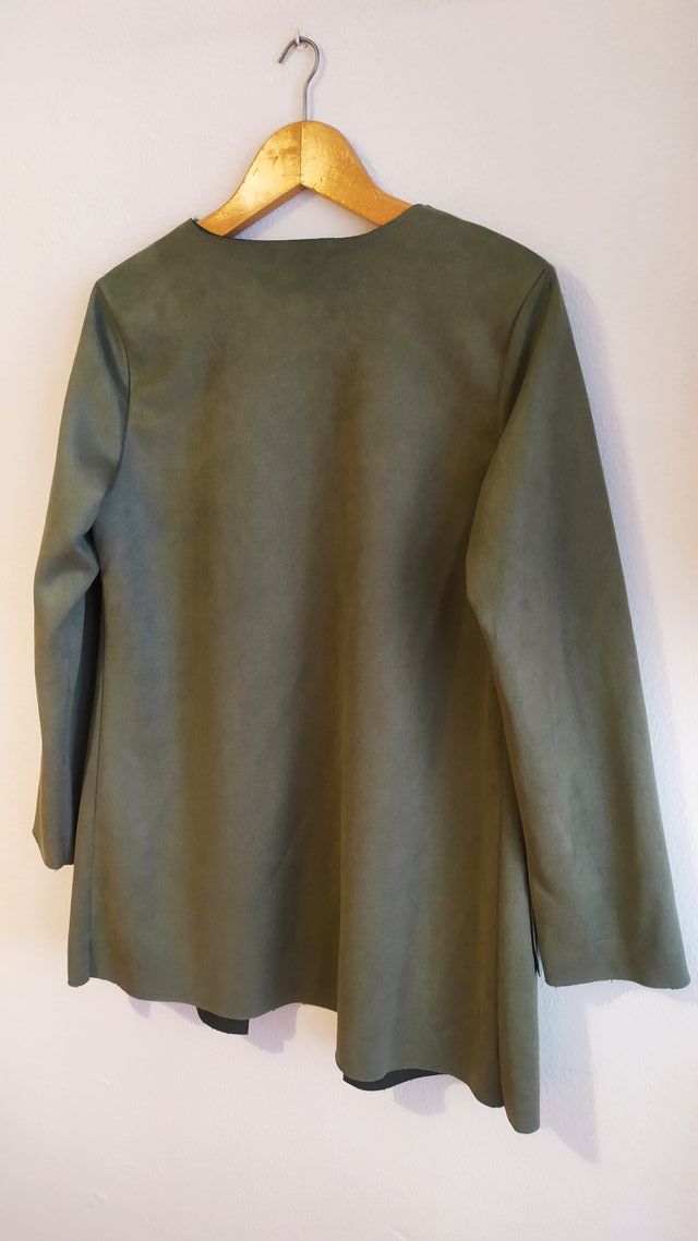 Blazer, abrigo, piel ante, verde musgo