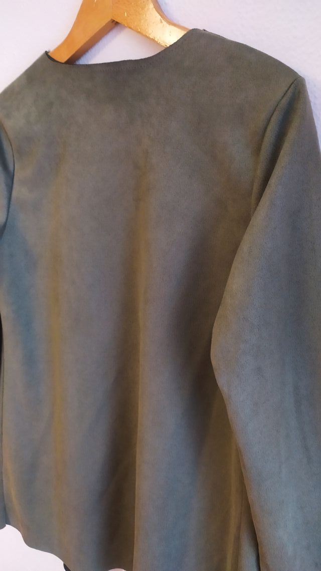 Blazer, abrigo, piel ante, verde musgo