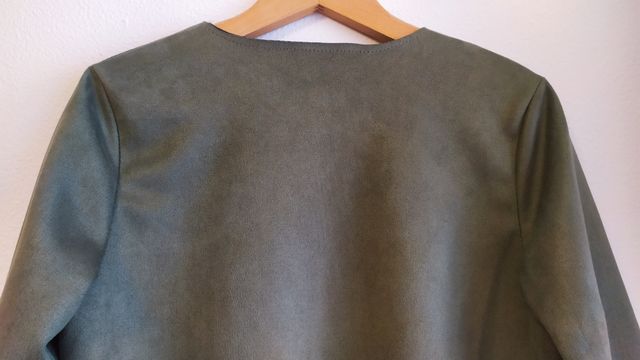 Blazer, abrigo, piel ante, verde musgo