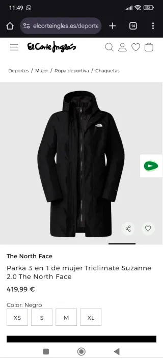 Abrigo plumas The North Face mujer negro