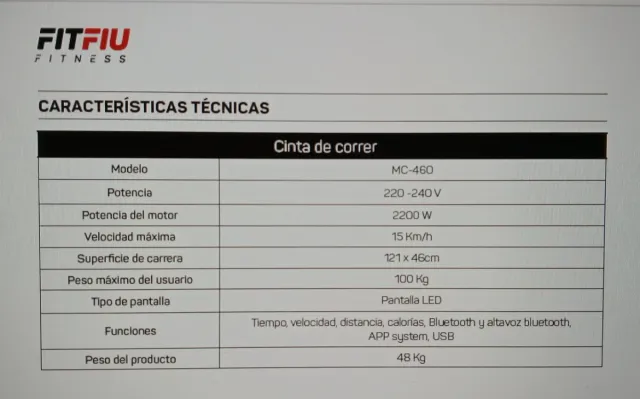 Cinta de correr plegable FITFIU MC-460