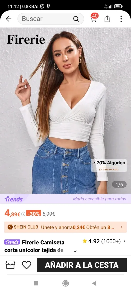 Camiseta Firerie Algodón Blanca Manga Larga