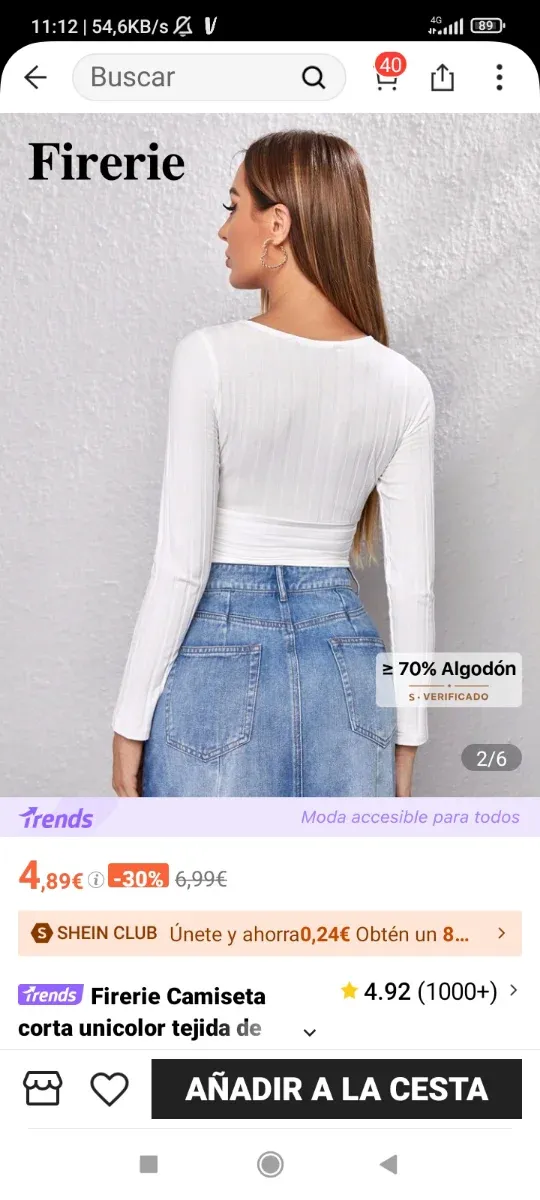 Camiseta Firerie Algodón Blanca Manga Larga