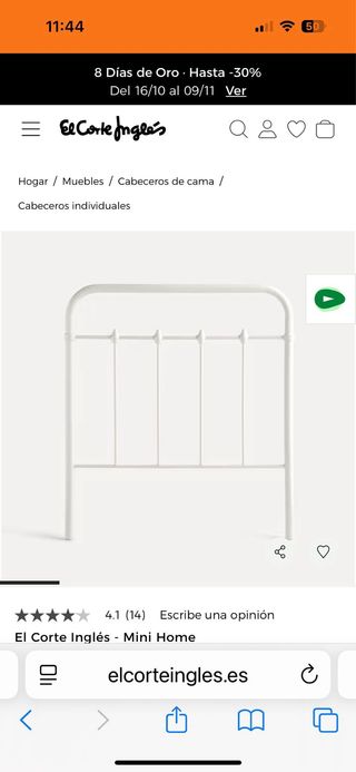 Cabecero infantil de hierro blanco.