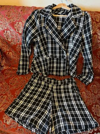 Completo giacca e pantaloncino fantasia