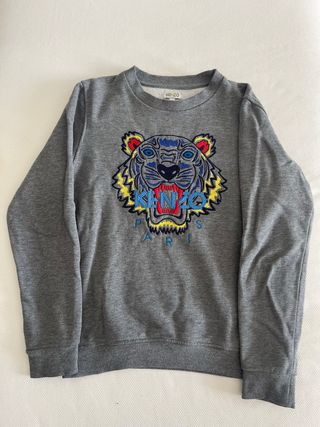 Sudadera Kenzo Gris con Tigre Bordado