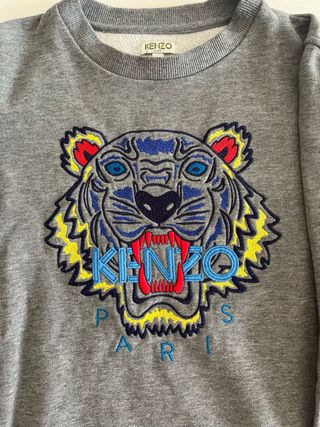 Sudadera Kenzo Gris con Tigre Bordado
