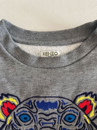 Sudadera Kenzo Gris con Tigre Bordado