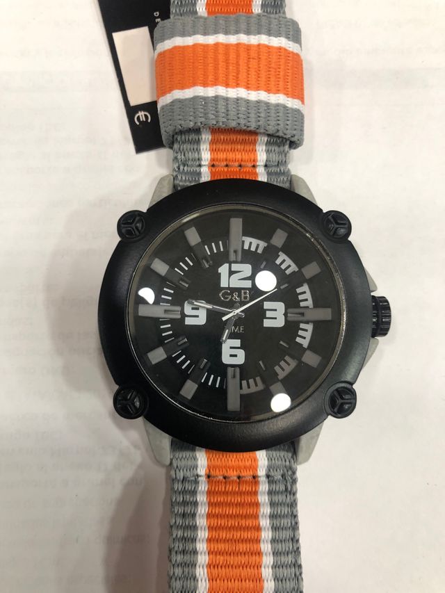 Reloj G&B Pulsera Tela Gris Naranja