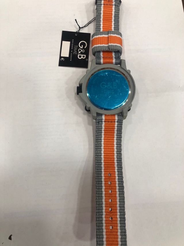 Reloj G&B Pulsera Tela Gris Naranja