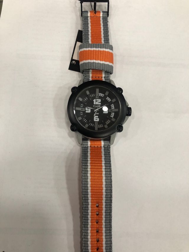 Reloj G&B Pulsera Tela Gris Naranja