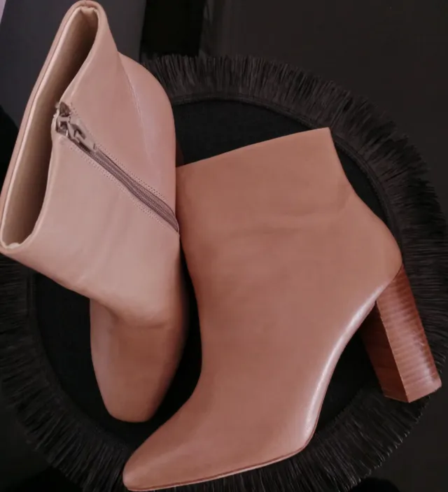 Botines Zara tacón alto piel marrón claro