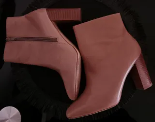 Botines Zara tacón alto piel marrón claro