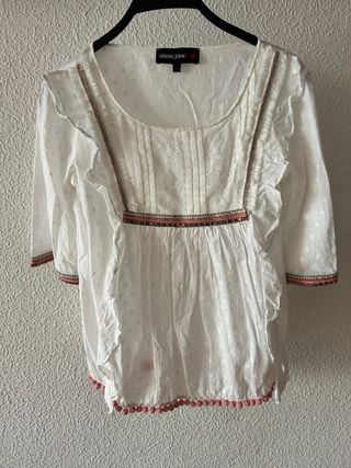 Blusa Romántica MISSING JOHNNY Blanca Talla S