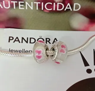 Par de Charms Cristal  Murano Corazones.