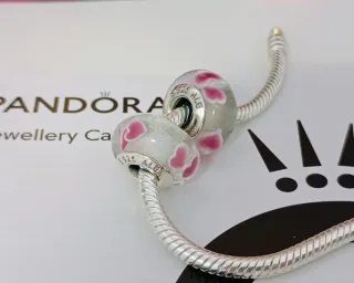 Par de Charms Cristal  Murano Corazones.