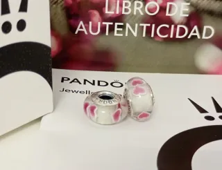 Par de Charms Cristal  Murano Corazones.