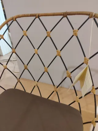 Sillón NUEVO mimbre y metal con cojín