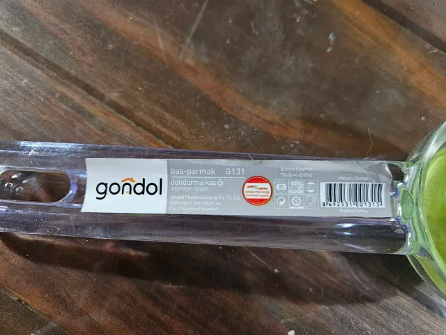 Cuchara Helado Gondol Transparente y Verde