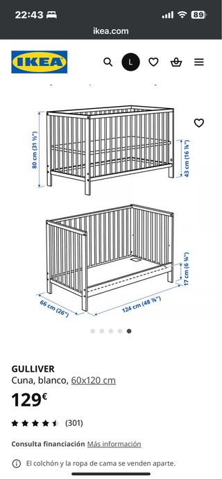 Cuna, colchón y barrera para bebé