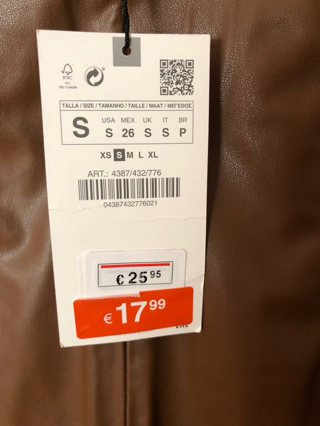 Pantalón cuero marrón Zara. Nuevo con etiqueta