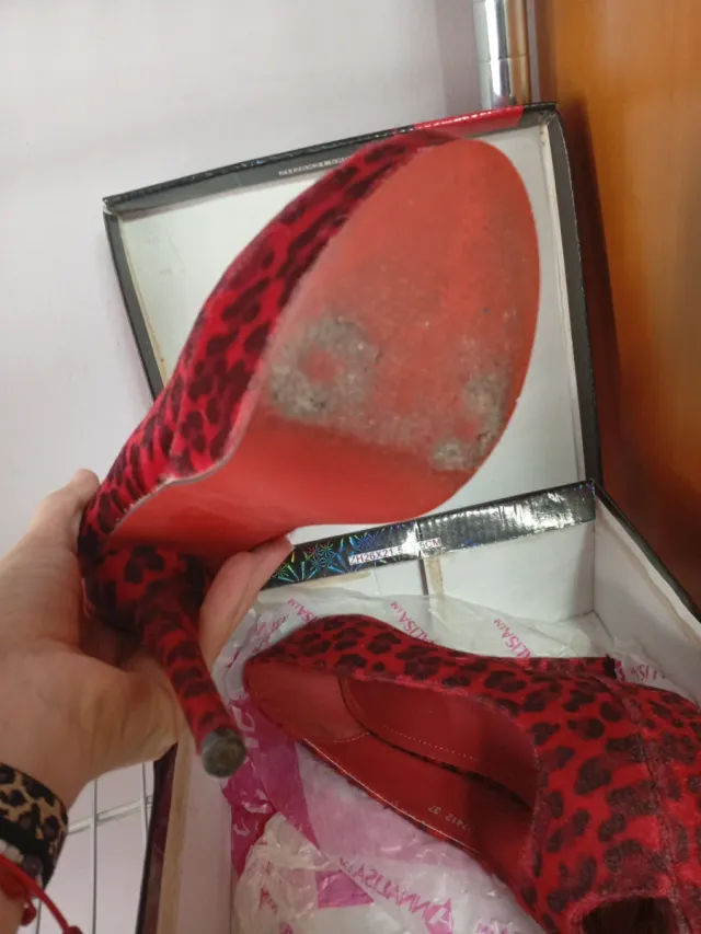 Zapatos de tacón leopardo rojo talla 37
