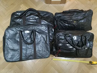 Set de maletas vintage de cuero negro