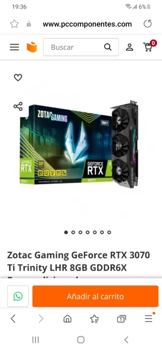 Tarjeta Gráfica Zotac RTX 3070 Ti 8GB
