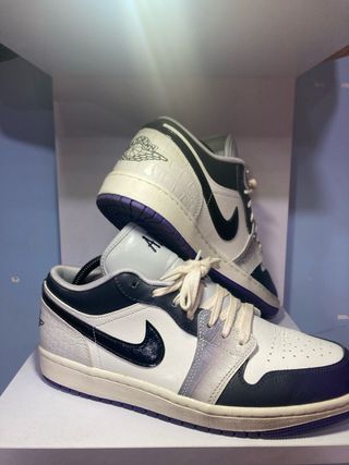 Jordan 1 Low Negro Blanco Cocodrilo