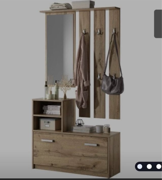 Mueble recibidor con espejo y zapatero